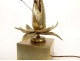 Maison Charles lamp, gilded bronze, exotic flower, 20th century design lampshade