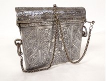 Moroccan silver Quran box Hegira 1333 flowers stars Morocco 370gr 20th century