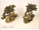 Pair of curtain tiebacks bronze Flowers Foliage 19th