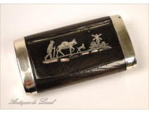 Snuffbox Wood and Metal Silver Pearl Character Dog Horse 19th