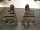 Pair of Cast iron andirons in the shape of lions and decorated with foliage, Napoleon III nineteenth