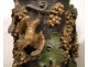 Pair of polychrome carved wood columns, decorative altar, decorated with vines, grapes and birds seventeenth