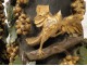 Pair of polychrome carved wood columns, decorative altar, decorated with vines, grapes and birds seventeenth