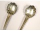 Pair of salt spoons, silver plated, signed Christofle twentieth