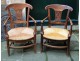 Pair of armchairs carved cherry wood and straw, nineteenth