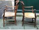 Pair of armchairs carved cherry wood and straw, nineteenth