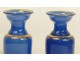 Pair of blue opaline vases with gilding, Napoleon III nineteenth