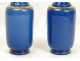 Pair of blue opaline vases with gilding, Napoleon III nineteenth