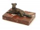 Bronze sculpture hunting dog with red marble base, twentieth