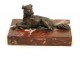 Bronze sculpture hunting dog with red marble base, twentieth