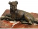 Bronze sculpture hunting dog with red marble base, twentieth