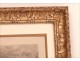 Engraving Characters Barque Golden Wood Carved Frame 19th