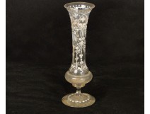 Glazed Vase Crystal Flowers NAPIII 19th