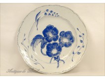 Faience plate Flowers NAPIII 19th Creil Montereau