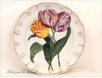 Earthenware plate Creil &amp; Montereau Flower NAPIII 19th