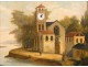 View table clock and animated river church nineteenth