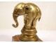 Stamp gilt bronze sculpture of an elephant with red marble base, nineteenth