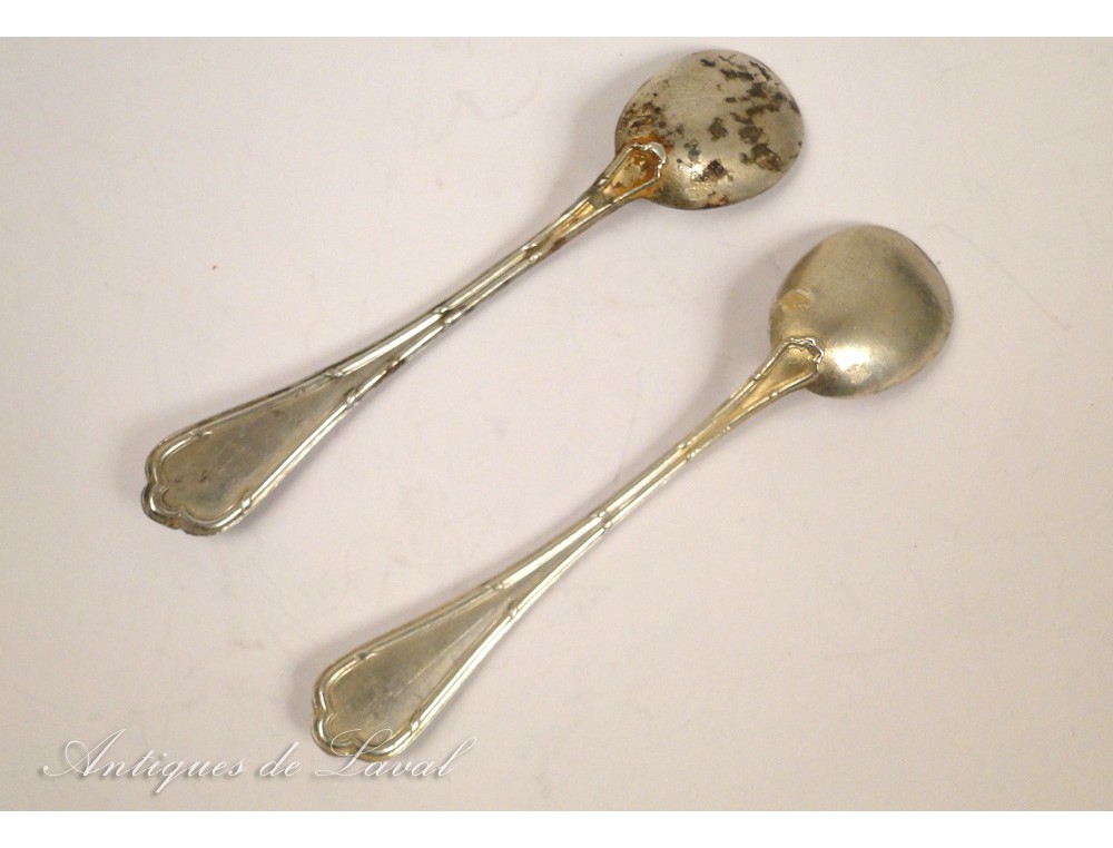 Pair of Salt Spoons Sterling Silver Shovels Minerva 19th