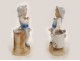 Biscuit Glazed Polychrome Child Watering Flowers 19th