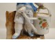 Biscuit Glazed Polychrome Child Watering Flowers 19th