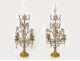 Pair Girandolles 4 burner bronze, gilt brass and cut crystal, Napoleon III nineteenth