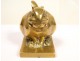 Gilded bronze sculpture, Rabbit Jewelry, signed EMSandoz and foundry Susse Frères Paris, twentieth