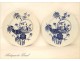 Porcelain Plates Pair Birds Flowers Madas 20th