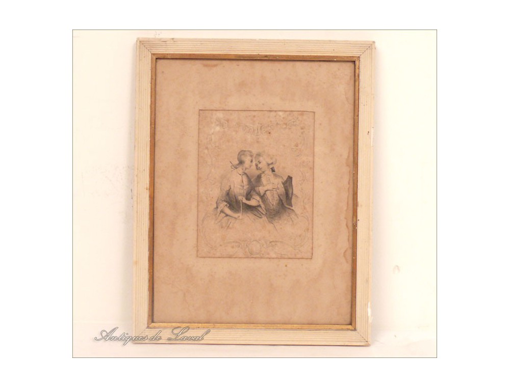 Cadre Porte Photo Bois Blanc Couple Galant 19e