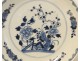 Porcelain dish Compagnie des Indes 18th Kangxi Blue Flowers