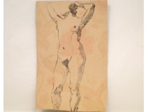 Study Drawing Nude Woman Model Laigneau Villeneuve Dumas 20th