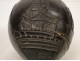 Coconut carved, decorated with ship, stand, wrought iron, nineteenth