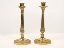 Pair of ormolu Candlesticks, decorated with palmettes, Directoire period, eighteenth