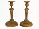 Pair of Louis XVI Candlesticks, gilt bronze, decorated with palmettes, eighteenth