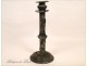 Pewter Candlestick Art Nouveau Flowers 19th