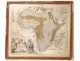 Watercolor engraving, map of Africa with native and animal Probst eighteenth