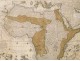 Watercolor engraving, map of Africa with native and animal Probst eighteenth