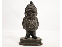 Inkwell, bronze sculpture, decorated with a dwarf or gnome, nineteenth