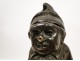 Inkwell, bronze sculpture, decorated with a dwarf or gnome, nineteenth