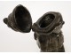 Inkwell, bronze sculpture, decorated with a dwarf or gnome, nineteenth