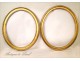 Pair of oval frames, wood and gilded stucco, Napoleon III nineteenth