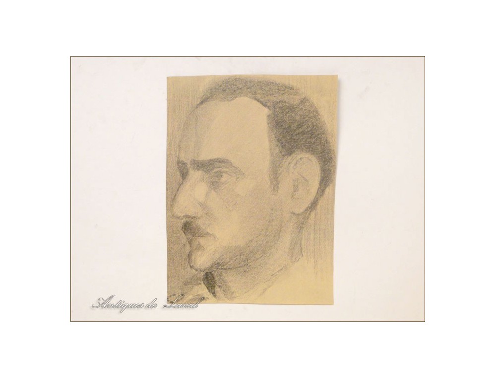 Man Portrait Drawings Study Colarossi 20th