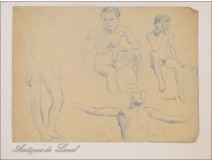 Naked Men Drawings Study Colarossi 20th