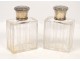 Pair of cut crystal bottles and solid silver collar punch, Napoleon III nineteenth