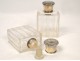 Pair of cut crystal bottles and solid silver collar punch, Napoleon III nineteenth