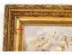 Painting on porcelain, portrait of woman with cherubs, in gilt frame, Napoleon III nineteenth