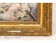 Painting on porcelain, portrait of woman with cherubs, in gilt frame, Napoleon III nineteenth