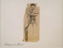 Naked Men Drawings Study Colarossi 20th