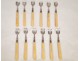 Oyster forks in silver, punch collar, carved handle, Napoleon III nineteenth