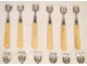 Oyster forks in silver, punch collar, carved handle, Napoleon III nineteenth