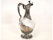 Crystal ewer and silver, decorated with shells, punches Minerveet Bachelet Paris, nineteenth